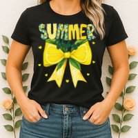 Preppy Summer Vibes Lemon Bow Girly Summer Womens T-Shirt