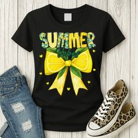 Preppy Summer Vibes Lemon Bow Girly Summer Womens T-Shirt