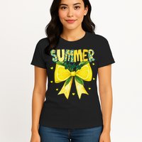 Preppy Summer Vibes Lemon Bow Girly Summer Womens T-Shirt