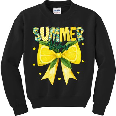 Preppy Summer Vibes Lemon Bow Girly Summer Kids Sweatshirt