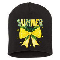 Preppy Summer Vibes Lemon Bow Girly Summer Short Acrylic Beanie