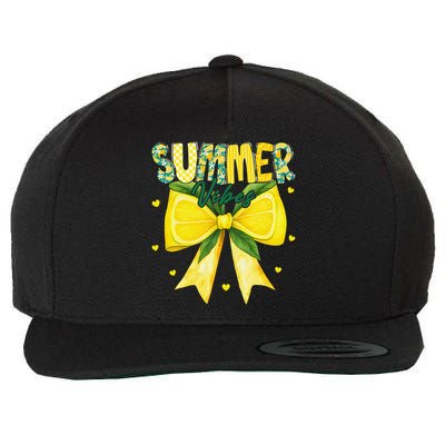 Preppy Summer Vibes Lemon Bow Girly Summer Wool Snapback Cap