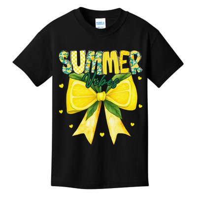 Preppy Summer Vibes Lemon Bow Girly Summer Kids T-Shirt