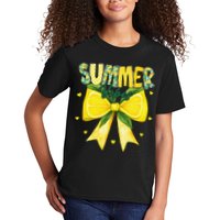 Preppy Summer Vibes Lemon Bow Girly Summer Kids T-Shirt