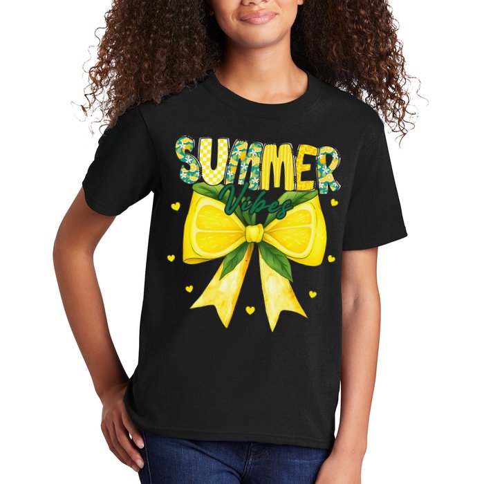 Preppy Summer Vibes Lemon Bow Girly Summer Kids T-Shirt