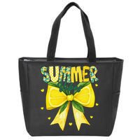 Preppy Summer Vibes Lemon Bow Girly Summer Zip Tote Bag
