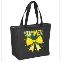 Preppy Summer Vibes Lemon Bow Girly Summer Zip Tote Bag