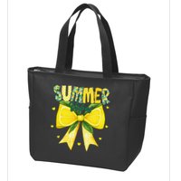 Preppy Summer Vibes Lemon Bow Girly Summer Zip Tote Bag