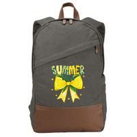 Preppy Summer Vibes Lemon Bow Girly Summer Cotton Canvas Backpack
