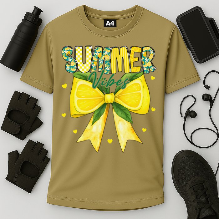 Preppy Summer Vibes Lemon Bow Girly Summer Performance Shirt