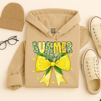 Preppy Summer Vibes Lemon Bow Girly Summer Hoodie