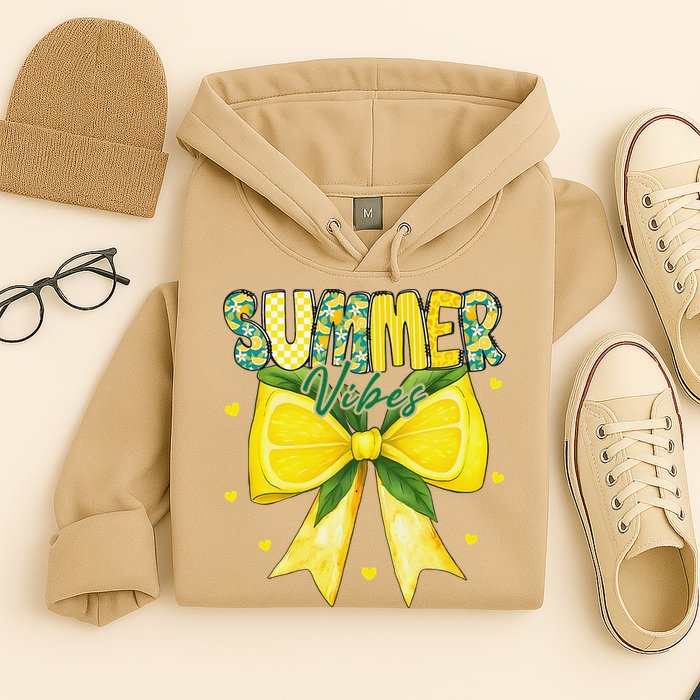 Preppy Summer Vibes Lemon Bow Girly Summer Hoodie