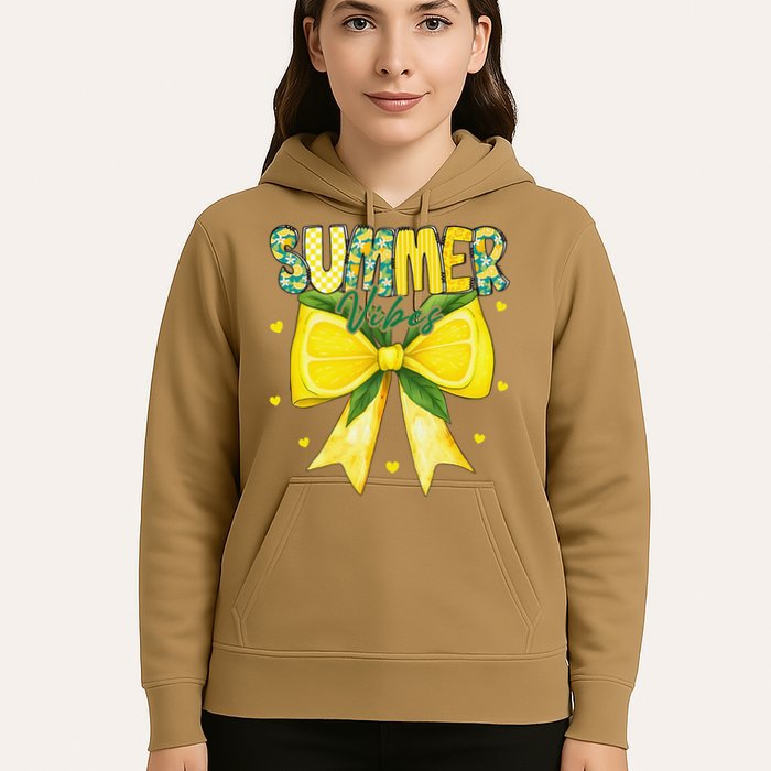 Preppy Summer Vibes Lemon Bow Girly Summer Hoodie