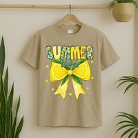 Preppy Summer Vibes Lemon Bow Girly Summer T-Shirt