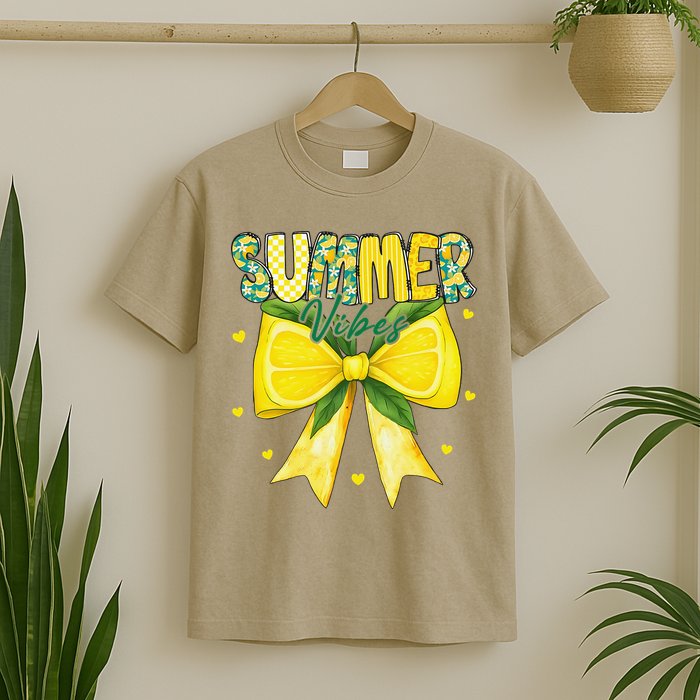 Preppy Summer Vibes Lemon Bow Girly Summer T-Shirt