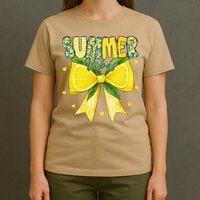 Preppy Summer Vibes Lemon Bow Girly Summer T-Shirt