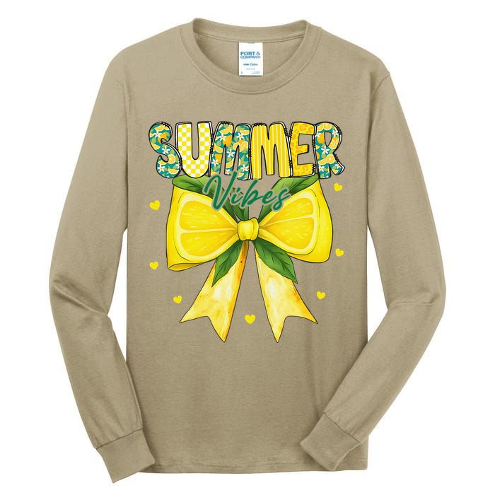 Preppy Summer Vibes Lemon Bow Girly Summer Tall Long Sleeve T-Shirt