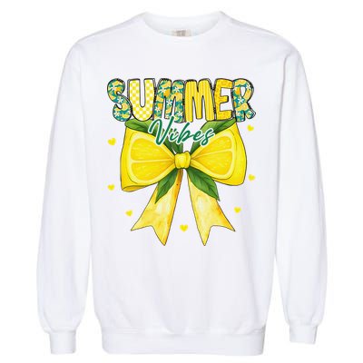 Preppy Summer Vibes Lemon Bow Girly Summer Garment-Dyed Sweatshirt