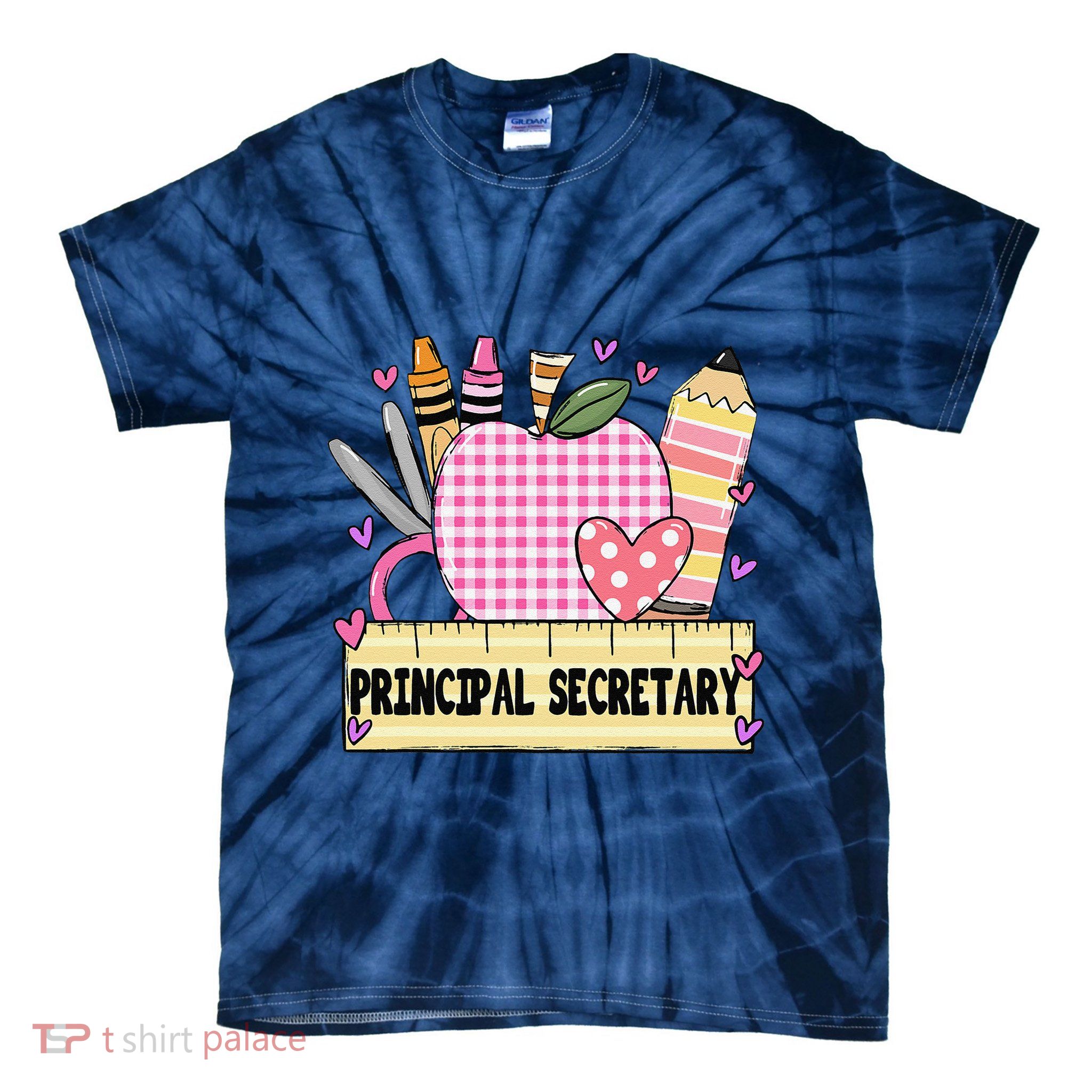Principal Secretary Valentine S Day Teacher Frame Tie-Dye T-Shirt