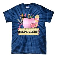 Principal Secretary Valentine S Day Teacher Frame Tie-Dye T-Shirt