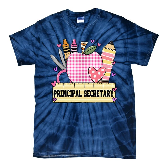 Principal Secretary Valentine S Day Teacher Frame Tie-Dye T-Shirt