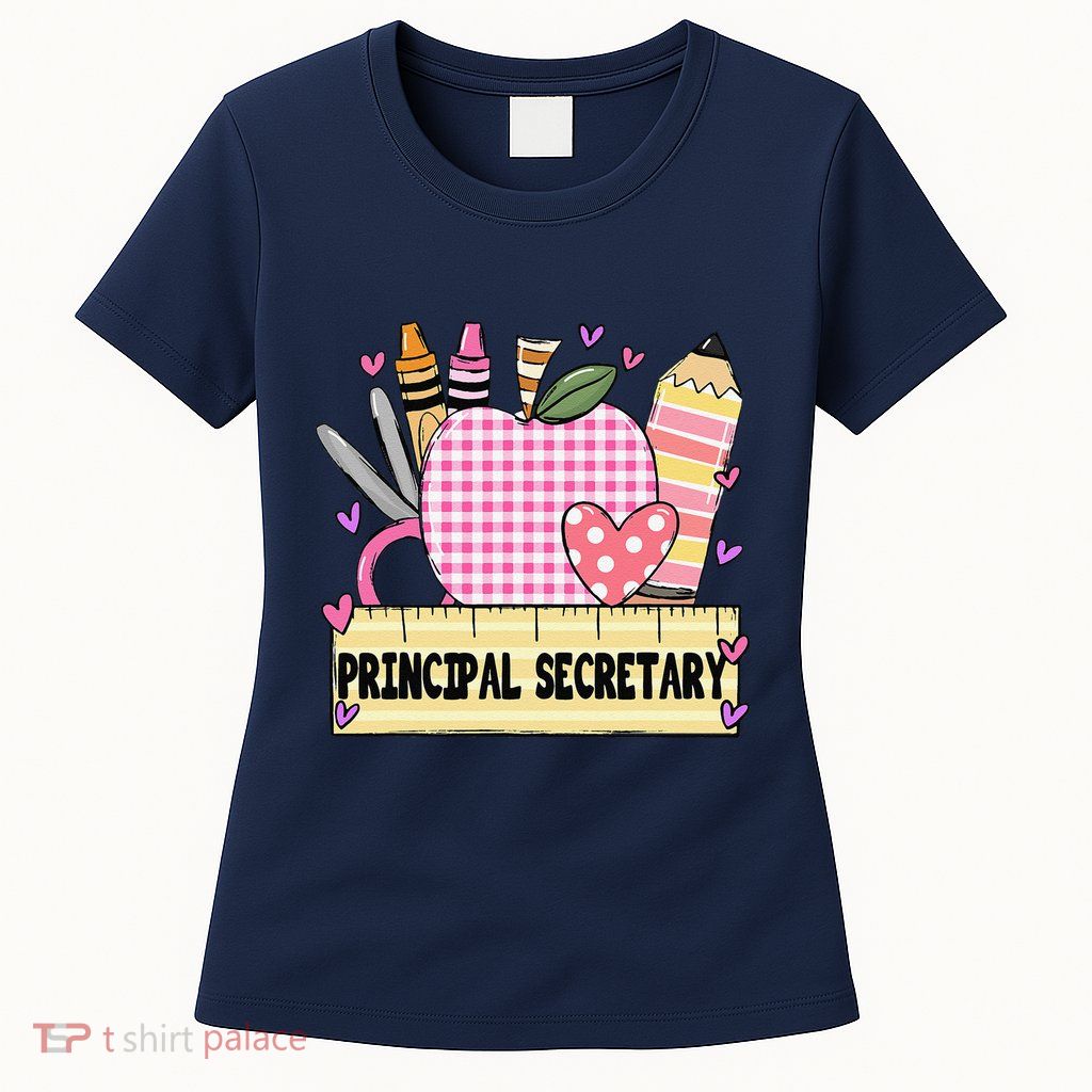 Principal Secretary Valentine S Day Teacher Frame Womens T-Shirt
