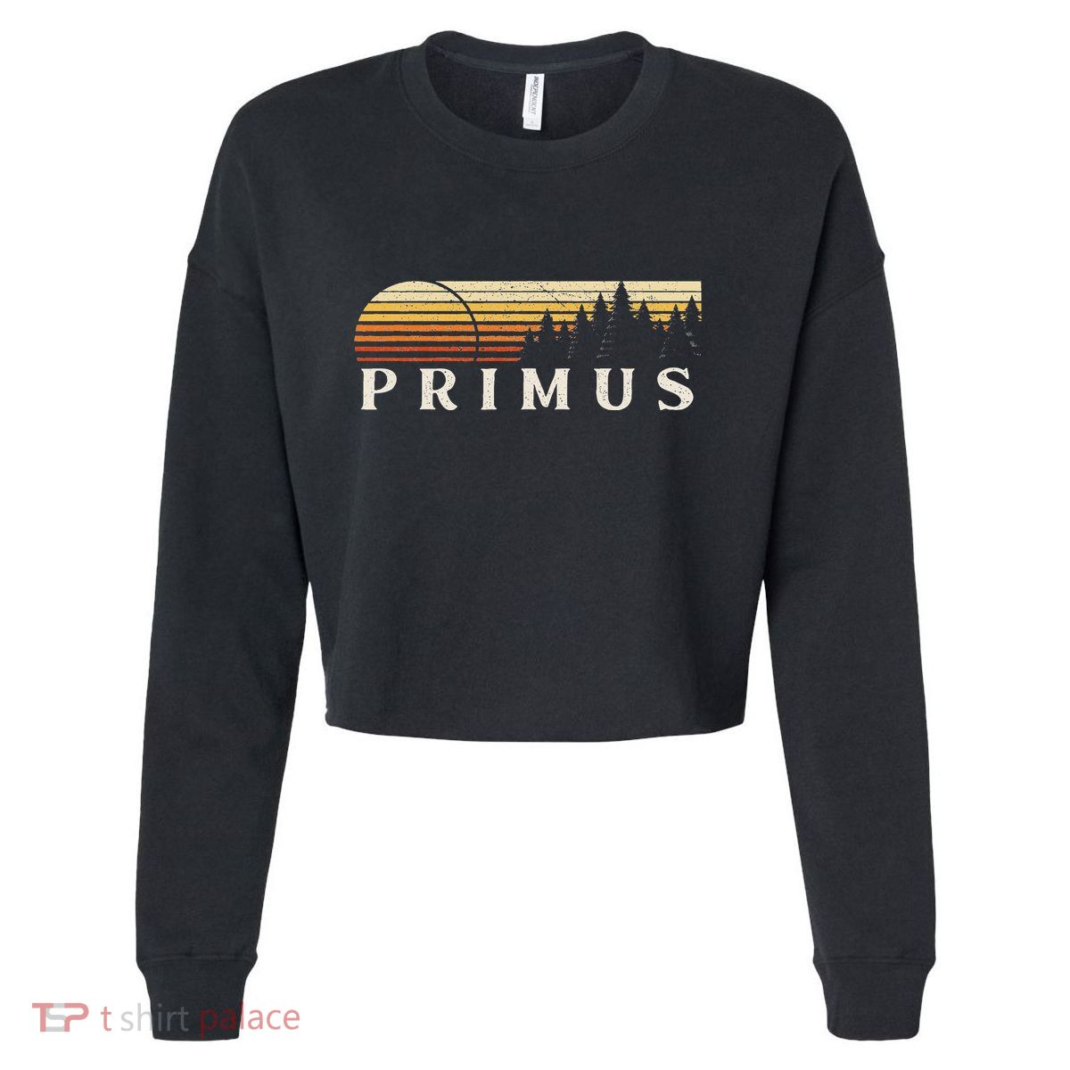 Primus Sc Vintage Evergreen Sunset Eighties Retro Cropped Pullover Crew