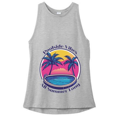 Pool Side Vibes All Summer Long Ladies PosiCharge Tri-Blend Wicking Tank