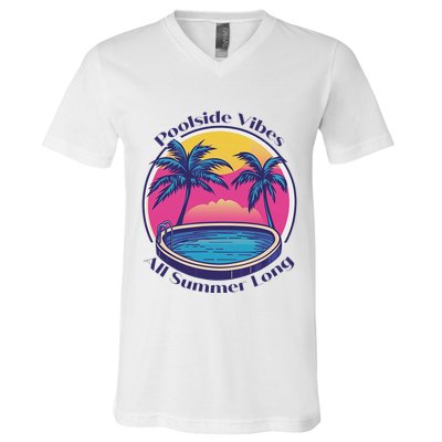 Pool Side Vibes All Summer Long V-Neck T-Shirt