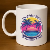 Pool Side Vibes All Summer Long 11oz C Handle Ceramic Mug
