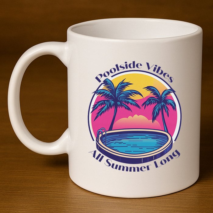 Pool Side Vibes All Summer Long 11oz C Handle Ceramic Mug