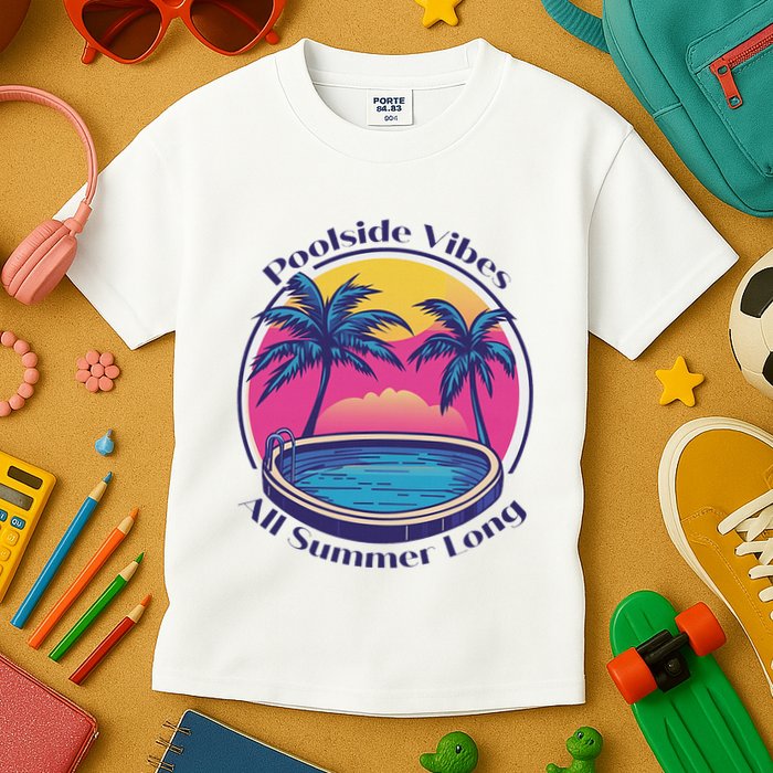 Pool Side Vibes All Summer Long Kids T-Shirt