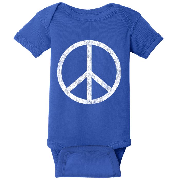 Peace Sign Vintage White Retro Distressed Hippy Freedom Gift Baby Bodysuit