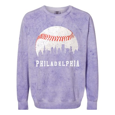 Philly skyline - Vintage Philadelphia Baseball Fans Colorblast Crewneck Sweatshirt