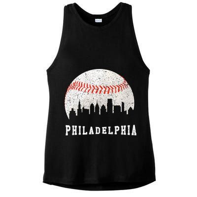 Philly skyline - Vintage Philadelphia Baseball Fans Ladies PosiCharge Tri-Blend Wicking Tank