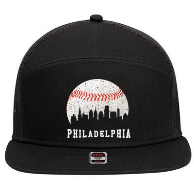Philly skyline - Vintage Philadelphia Baseball Fans 7 Panel Mesh Trucker Snapback Hat