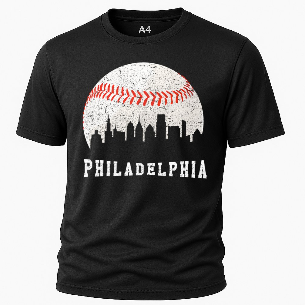 Philly skyline - Vintage Philadelphia Baseball Fans Cooling Performance Crew T-Shirt