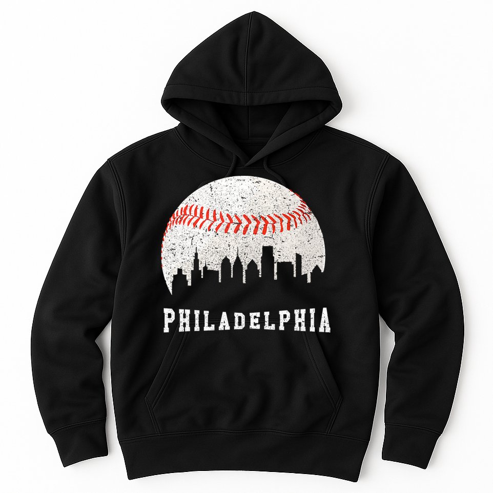 Philly skyline - Vintage Philadelphia Baseball Fans Hoodie