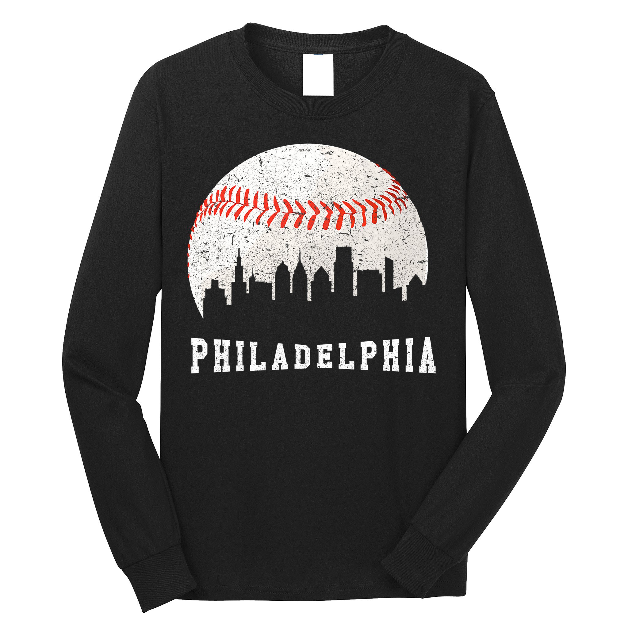 Philly skyline - Vintage Philadelphia Baseball Fans Long Sleeve Shirt