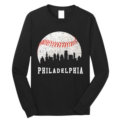 Philly skyline - Vintage Philadelphia Baseball Fans Long Sleeve Shirt