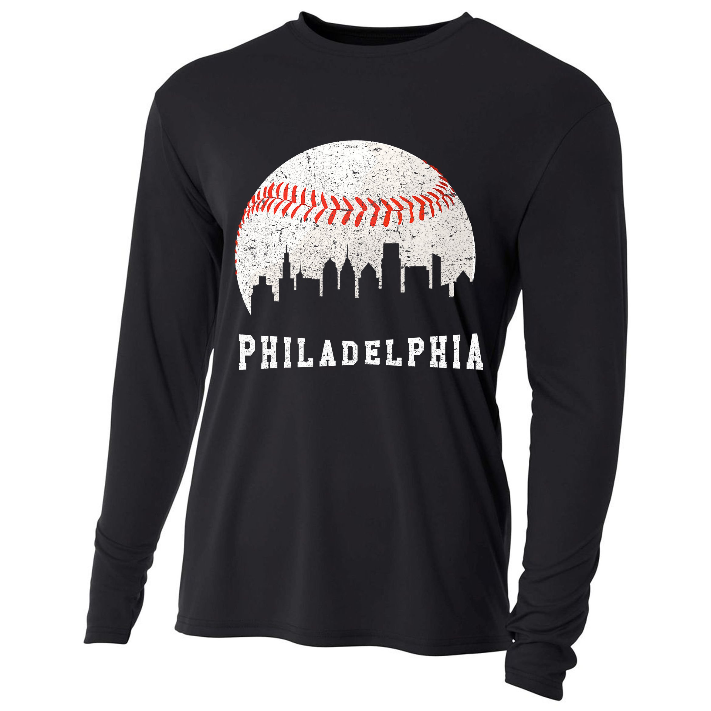 Philly skyline - Vintage Philadelphia Baseball Fans Cooling Performance Long Sleeve Crew