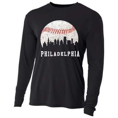 Philly skyline - Vintage Philadelphia Baseball Fans Cooling Performance Long Sleeve Crew