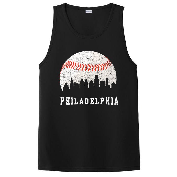 Philly skyline - Vintage Philadelphia Baseball Fans PosiCharge Competitor Tank