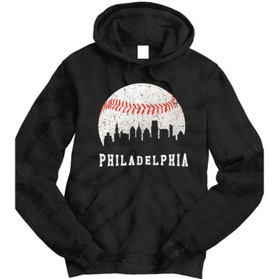 Philly skyline - Vintage Philadelphia Baseball Fans Tie Dye Hoodie