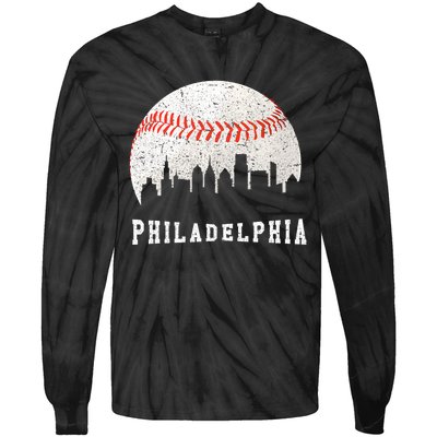 Philly skyline - Vintage Philadelphia Baseball Fans Tie-Dye Long Sleeve Shirt