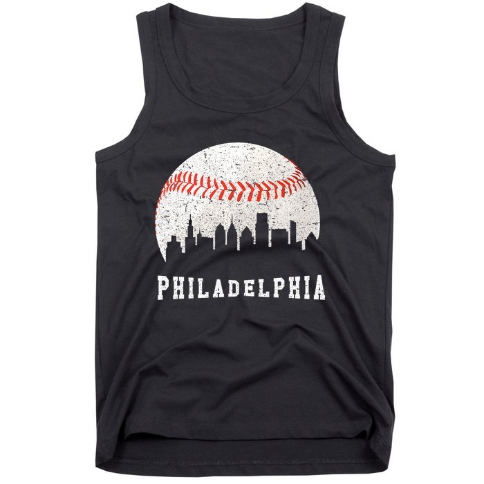 Philly skyline - Vintage Philadelphia Baseball Fans Tank Top