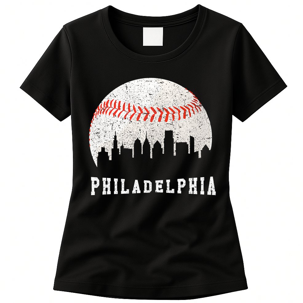 Philly skyline - Vintage Philadelphia Baseball Fans Womens T-Shirt