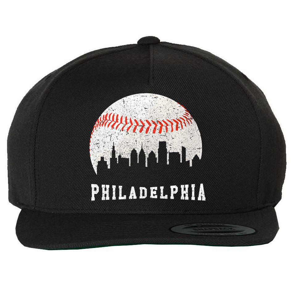 Philly skyline - Vintage Philadelphia Baseball Fans Wool Snapback Cap