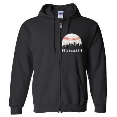 Philly skyline - Vintage Philadelphia Baseball Fans Full Zip Hoodie