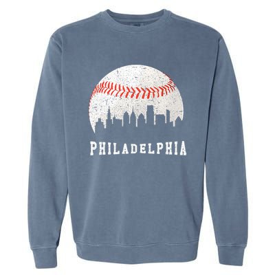 Philly skyline - Vintage Philadelphia Baseball Fans Garment-Dyed Sweatshirt